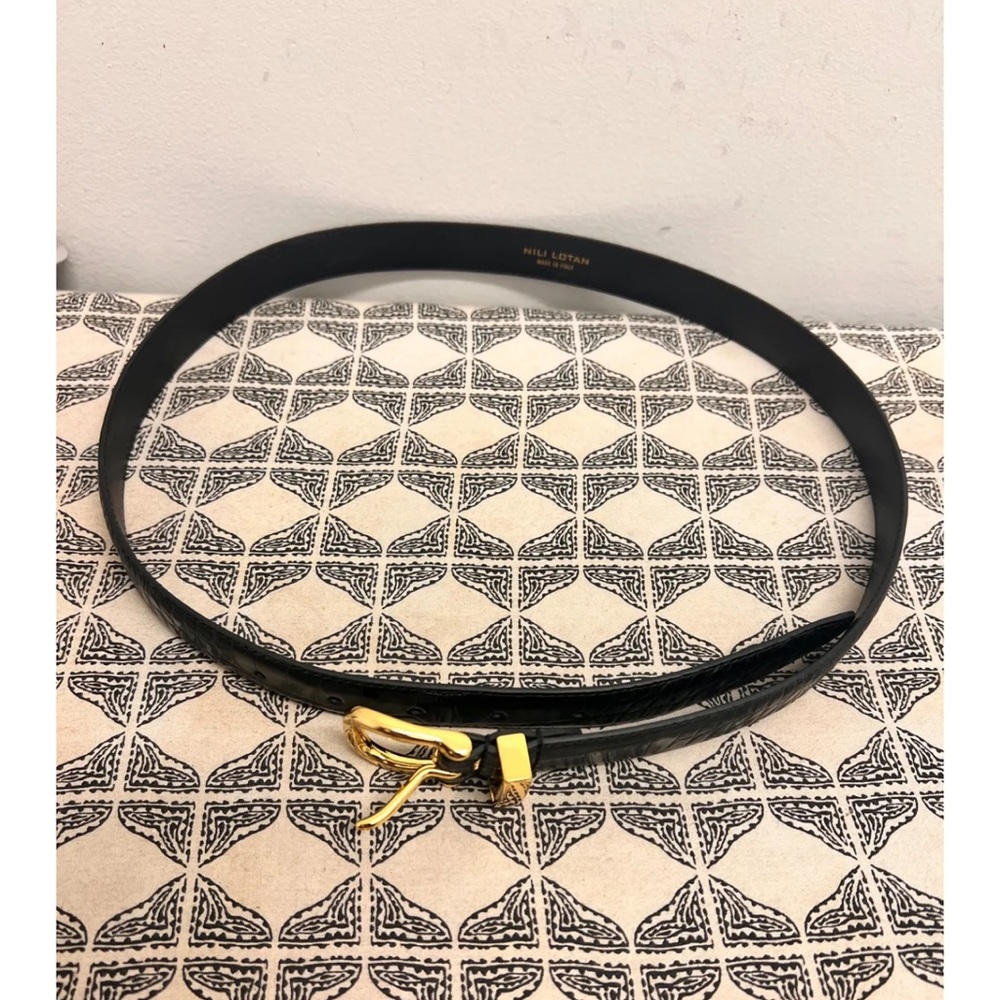Nili Lotan Louise belt Croc embossed calfskin. Size 85